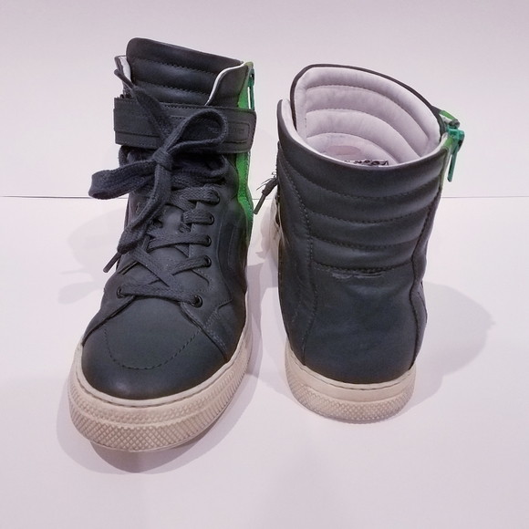 Pierre Hardy Trainer Green Leather HighTop  Sz 11 - Picture 3 of 8